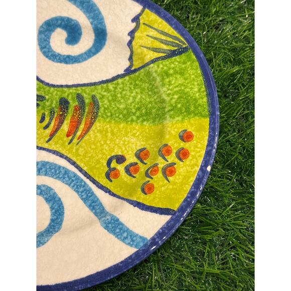 VIETRI PESCI COLORATI Fish Plates Handpainted In Italy Salad Plates Set of (2) - Picture 7 of 8